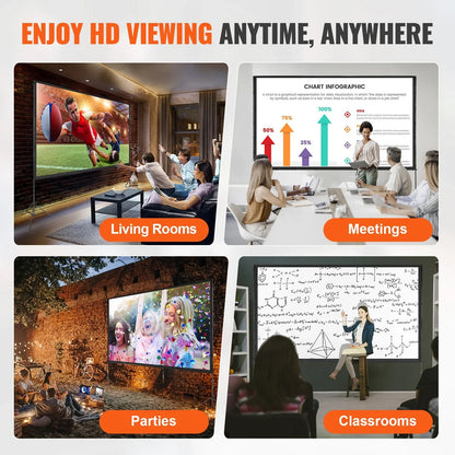 VEVOR Projector Screen with Stand, 150 inch 16:9 4K 1080 HD Outdoor Movie Screen with Stand, Wrinkle-Free Projection Screen with Tripods and Carry Bag, for Home Theater Cinema Backyard Movie Night - View 4