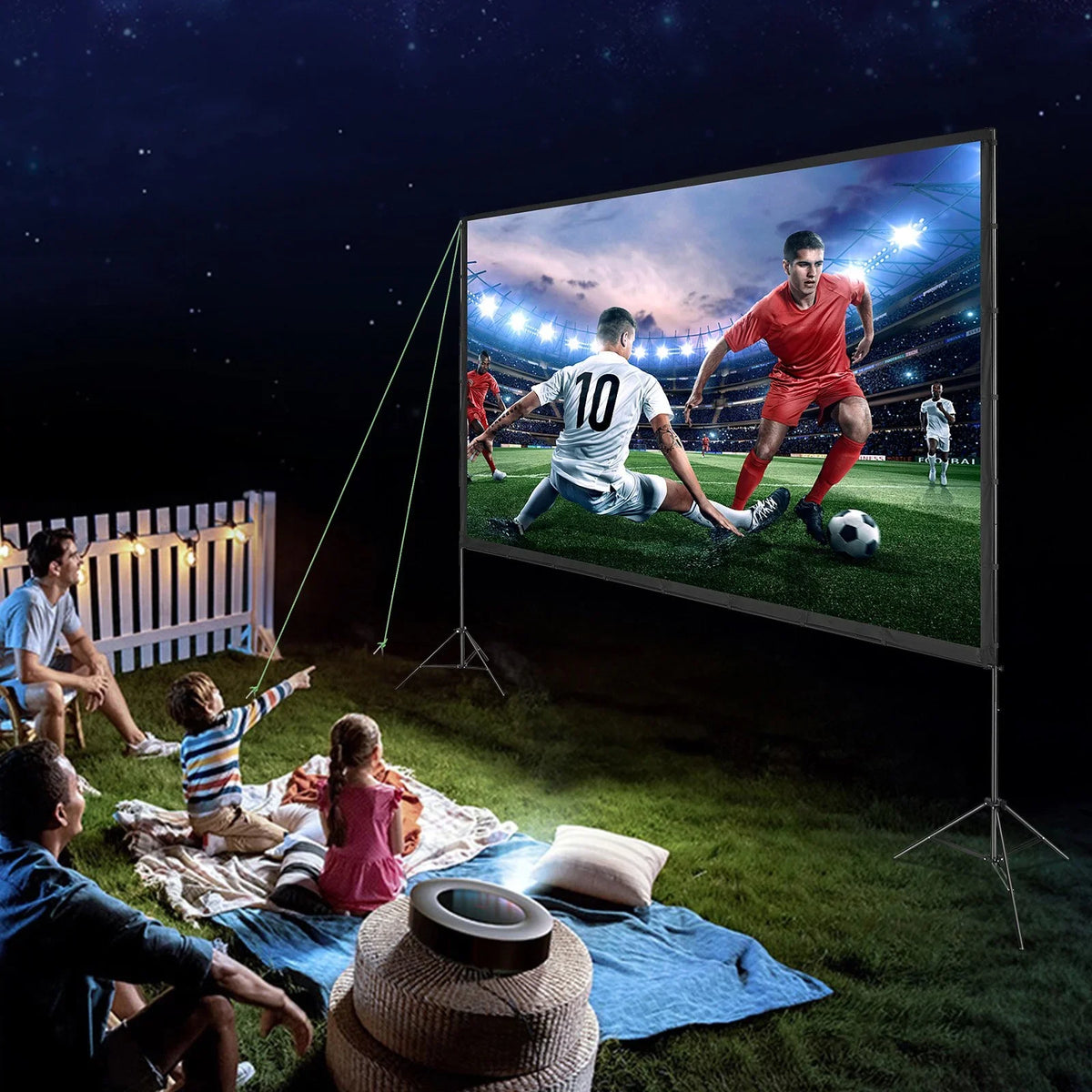 VEVOR Projector Screen with Stand, 150 inch 16:9 4K 1080 HD Outdoor Movie Screen with Stand, Wrinkle-Free Projection Screen with Tripods and Carry Bag, for Home Theater Cinema Backyard Movie Night - View 6