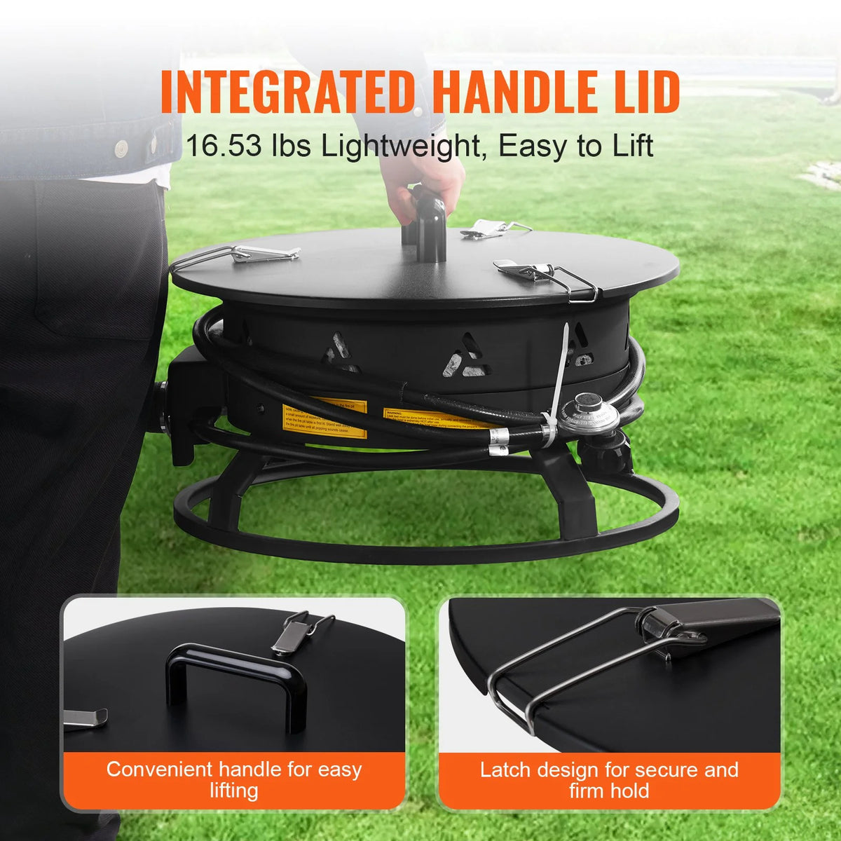 VEVOR Propane Fire Pit 19” Outdoor Portable Gas Fire Pit for Heating 58000 BTU - View 6