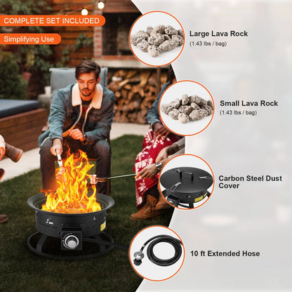 VEVOR Propane Fire Pit 19” Outdoor Portable Gas Fire Pit for Heating 58000 BTU - View 7
