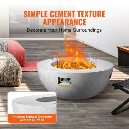 VEVOR Propane Fire Pit, Outdoor Concrete Gas Fire Pit, 39 in Tabletop with Lava Rocks, Lid,Rain Cover,Adjust Flame Height Camping Firepit for Heating, Lighting, 50000 BTU - View 5