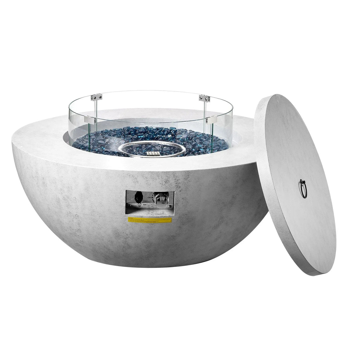 VEVOR Propane Fire Pit, Outdoor Concrete Gas Fire Pit, 39 in Tabletop with Lava Rocks, Lid,Rain Cover,Adjust Flame Height Camping Firepit for Heating, Lighting, 50000 BTU - View 9