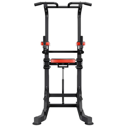 VEVOR Pull Up Bar, 330 LBS Power Tower Dip Station, Workout Dip Station with H-Shaped Stable Base & Assistance Platform, Adjustable 9 Level Height Pullup Stand for Back, 3-Level Adjustable Elbow Pads - View 8