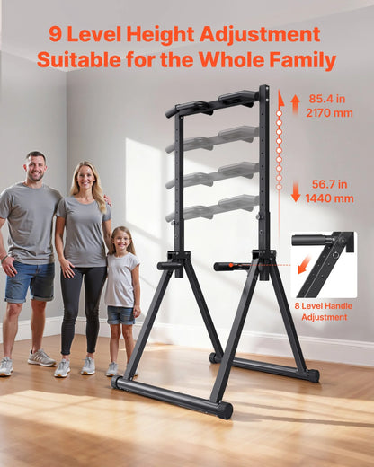 VEVOR Pull Up Bar, 330LBS Capacity Portable Pullup Bar Station, Pullup Bars Free Standing with Triangular Structure & Heavy-Duty Steel Tube, 9 Level Height Adjustment Gravity Fitness for Arms, Back - View 4