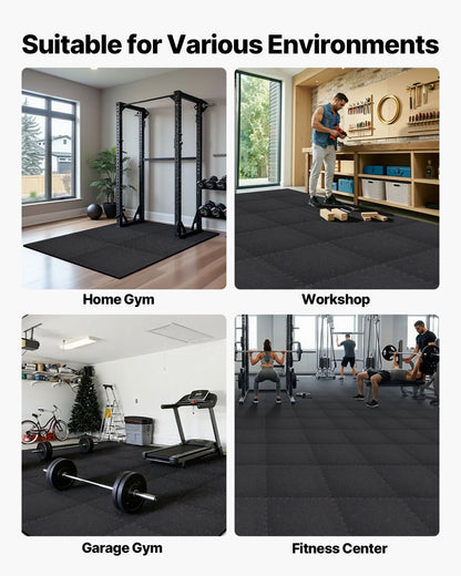 VEVOR Puzzle Exercise Mat, 12 PCS Fitness Equipment Mats, 24 x 24 x 0.56 in, High-Density EVA Foam Mats Set, Interlocking Rubber Soft Tiles, Protective Floor Padding with Gray Dots for Home Gym Office - View 5