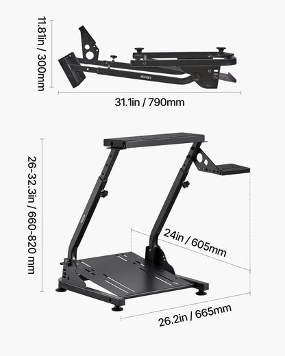 VEVOR Racing Wheel Stand, Adjustable & Foldable Simulator Stand for Logitech G29 G27 G920 G923, Thrustmaster T300RS T300GT T248 TS-PC TSXW Gaming Cockpit,Pedals Simulator NOT Included - View 6