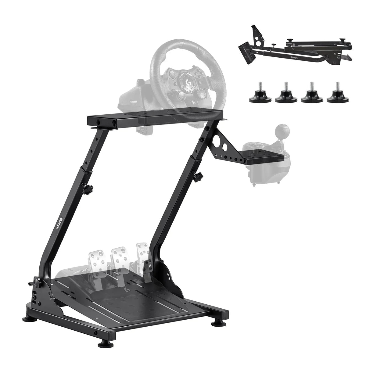 VEVOR Racing Wheel Stand, Adjustable & Foldable Simulator Stand for Logitech G29 G27 G920 G923, Thrustmaster T300RS T300GT T248 TS-PC TSXW Gaming Cockpit,Pedals Simulator NOT Included - View 8