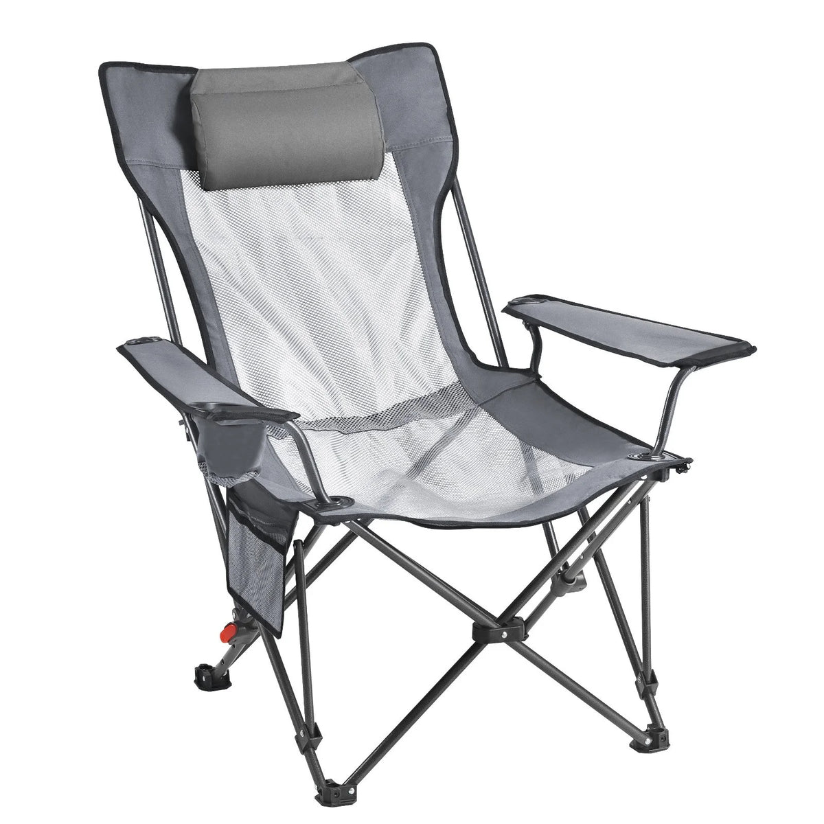 VEVOR Reclining Camping Chair, 4 Adjustable Positions, Portable Folding Lounger for Adults, Mesh Beach Chair with Headrest & Foot Rest, Supports 220 lbs, Heavy Duty Camp Chairs for Patio, Gray - View 9