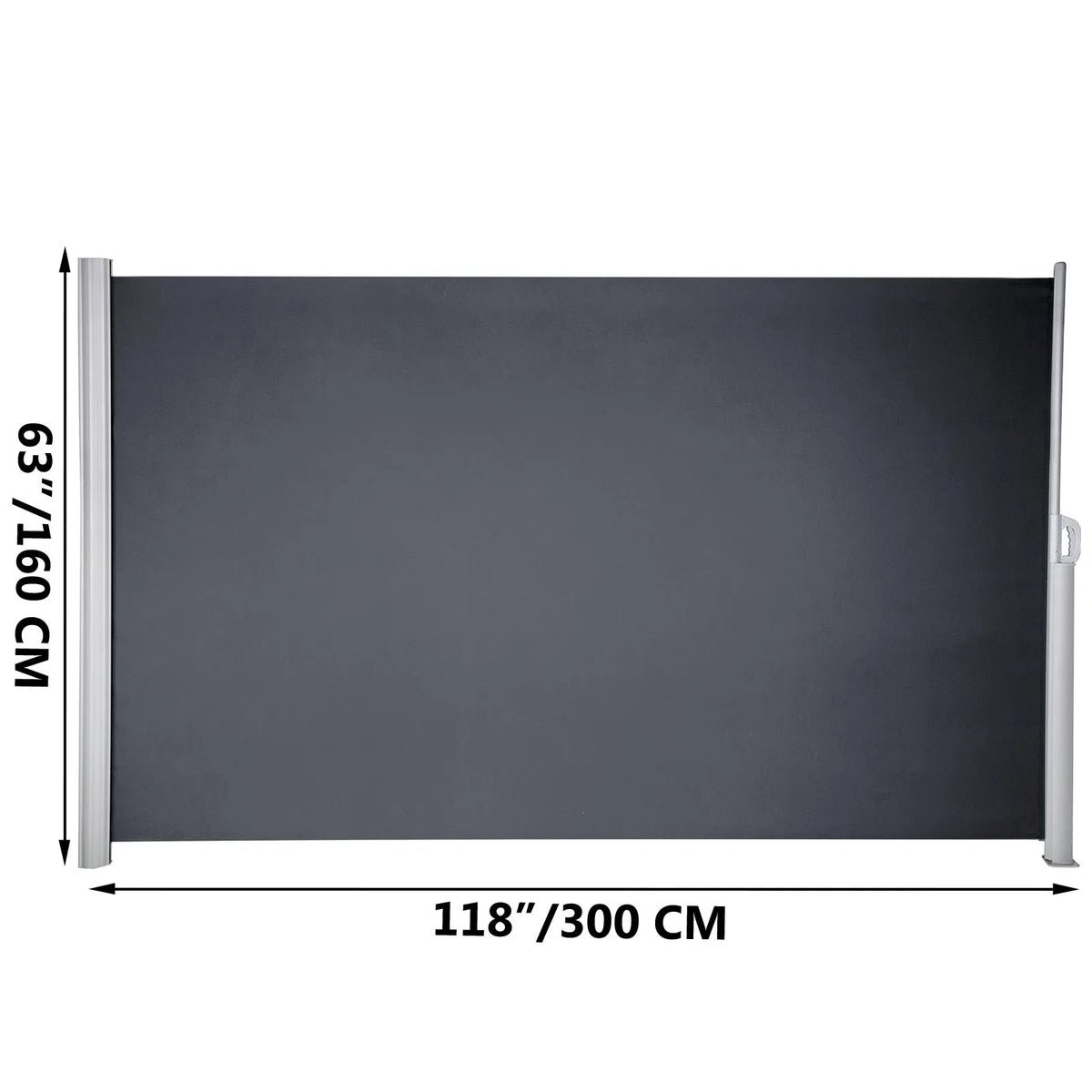 VEVOR Retractable Side Awning, 63''x 118'' Aluminum Outdoor Privacy Screen, 280g Polyester Water-proof Retractable Patio Screen, UV 30+ Room Divider Wind Screen for Patio, Backyard, Balcony, Gray - View 7