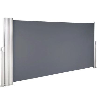 VEVOR Retractable Side Awning, 71''x 236'' Aluminum Outdoor Privacy Screen, 280g Polyester Water-proof Retractable Patio Screen, UV 30+ Room Divider Wind Screen for Patio, Backyard, Balcony, Gray - View 9