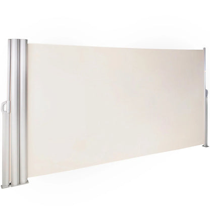 VEVOR Retractable Side Awning, 71''x 236'' Aluminum Outdoor Privacy Screen, 280g Polyester Water-proof Retractable Patio Screen, UV 30+ Room Divider Wind Screen for Patio, Backyard, Balcony, Beige - View 9