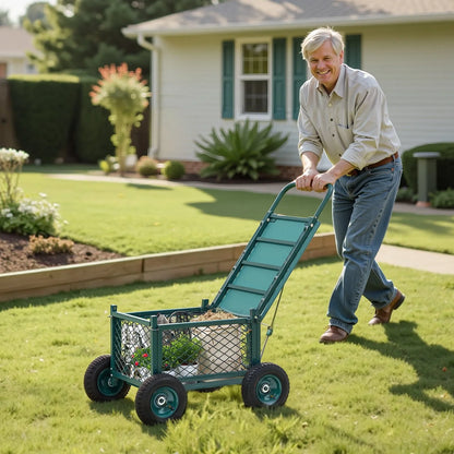 VEVOR Rolling Garden Cart with Seat, Metal Rolling Garden Work Seat with Wheels, Supports up to 400 LBS, Heavy Duty Gardening Cart Scooter, Outdoor Wagon & Stool on Wheels for Lawn, Patio, Backyard - View 7