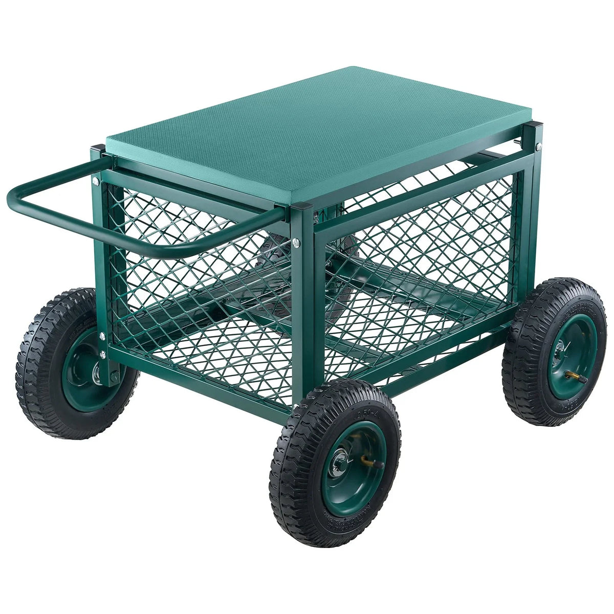 VEVOR Rolling Garden Cart with Seat, Metal Rolling Garden Work Seat with Wheels, Supports up to 400 LBS, Heavy Duty Gardening Cart Scooter, Outdoor Wagon & Stool on Wheels for Lawn, Patio, Backyard - View 9