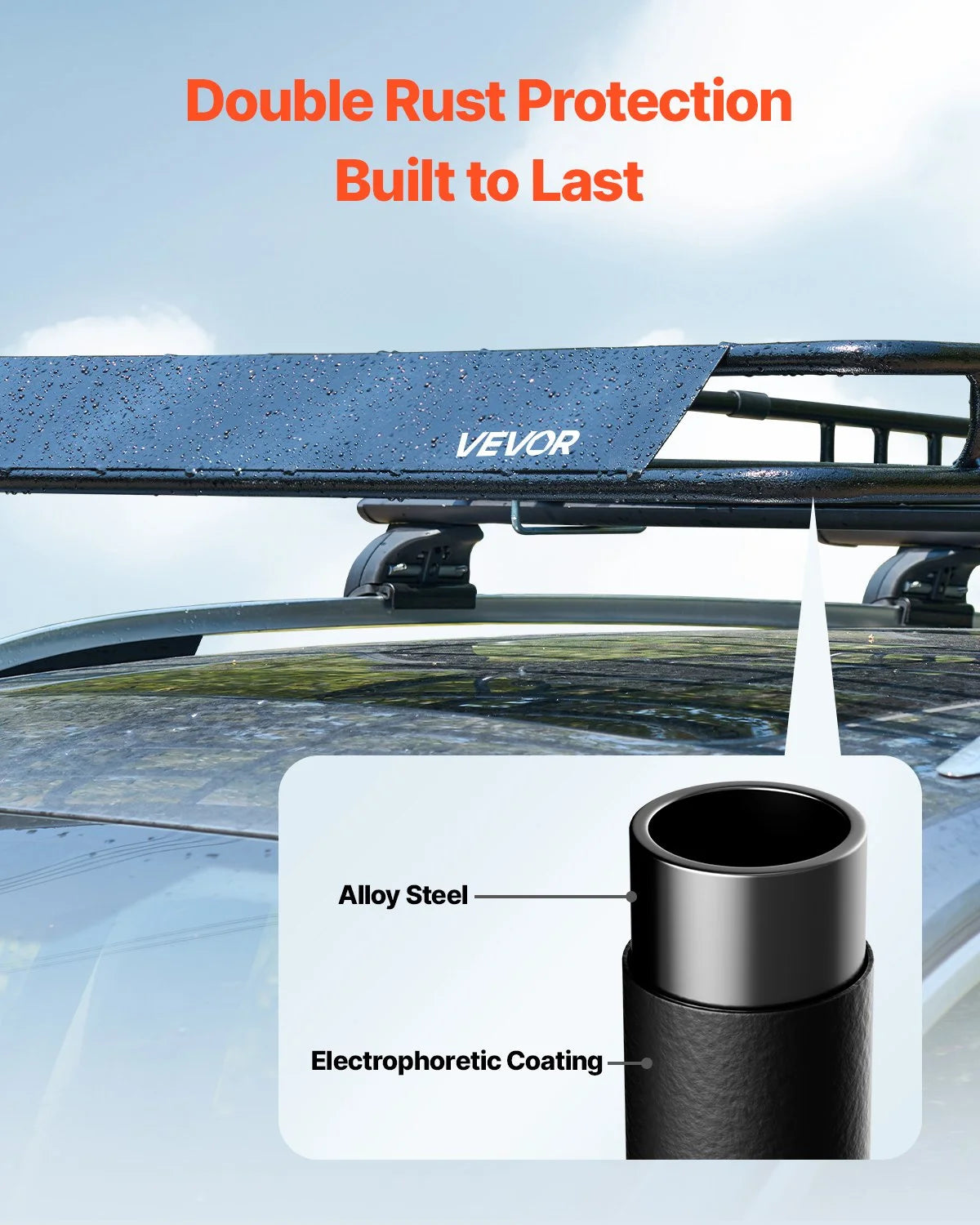 VEVOR Roof Rack Basket, 84 x 39 x 4.1 in, Universal Rooftop Cargo Carrier with 7.9 x 3.9 x 10.2 in Cargo Bag, Net, Ratchet Straps, 250 lbs Max Load Capacity Car Top Luggage Holder, for SUV Truck Car - View 3