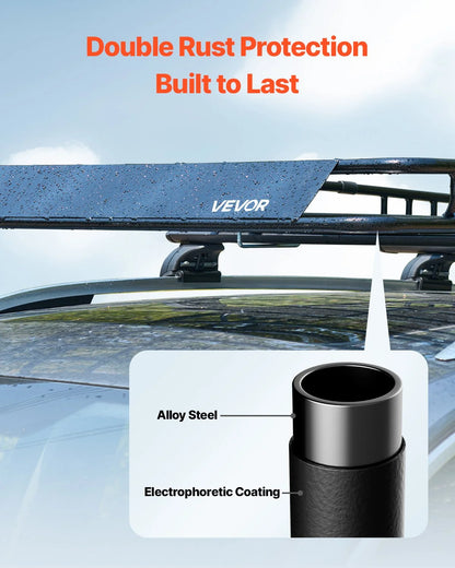 VEVOR Roof Rack Basket, 84 x 39 x 4.1 in, Universal Rooftop Cargo Carrier with 7.9 x 3.9 x 10.2 in Cargo Bag, Net, Ratchet Straps, 250 lbs Max Load Capacity Car Top Luggage Holder, for SUV Truck Car - View 3