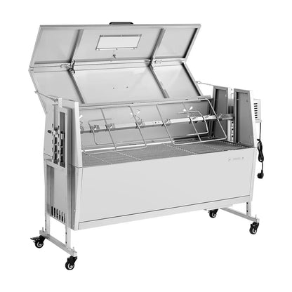 VEVOR Rotisserie Grill, 38W BBQ Outdoor Pig & Lamb Spit Roaster, Charcoal Spit Roaster with 132 LBS Capacity, Wheels & 4-Level Height, Stainless Steel Rotisserie Grill Kit for Camping Outdoor Parties - View 9