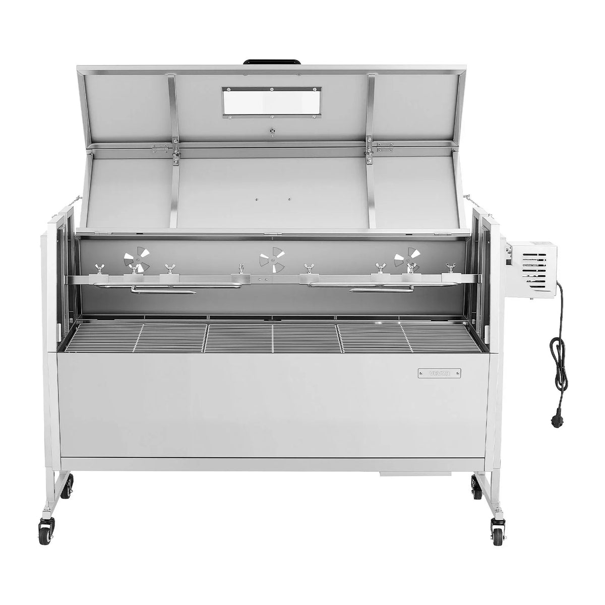 VEVOR Rotisserie Grill, 38W BBQ Outdoor Pig & Lamb Spit Roaster, Charcoal Spit Roaster with 132 LBS Capacity, Wheels & 4-Level Height, Stainless Steel Rotisserie Grill Kit for Camping Outdoor Parties - View 8