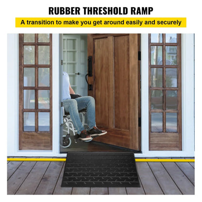 VEVOR Rubber Threshold Ramp, 4" Rise Threshold Ramp Doorway, 3 Channels Cord Cover Rubber Solid Threshold Ramp, Rubber Angled Entry Rated 2200 Lbs Load Capacity for Wheelchair and Scooter - View 3