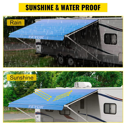 VEVOR RV Awning 16' Camper Awning Fabric, Trailer Awning Canopy Patio Camping Car Awning, Durable 15oz Vinyl Roller Tube for RV, Van, SUV, Patio Awning Replacement Ocean Blue Fade - View 2