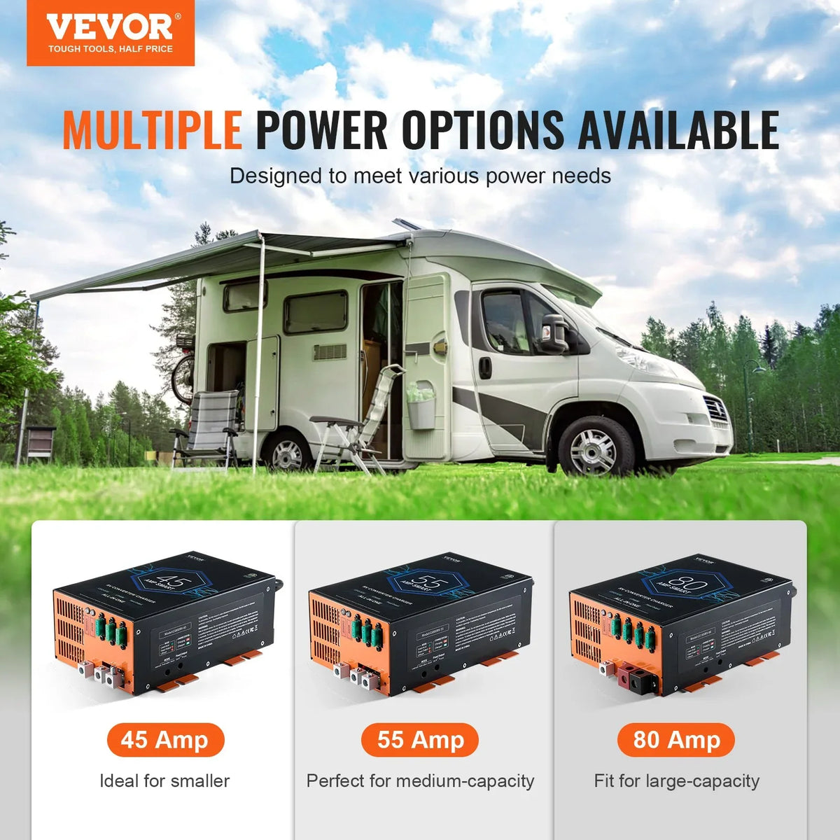 VEVOR RV Converter 80 Amp 110V AC to 12V DC RV Power Converter Battery Charger - View 6