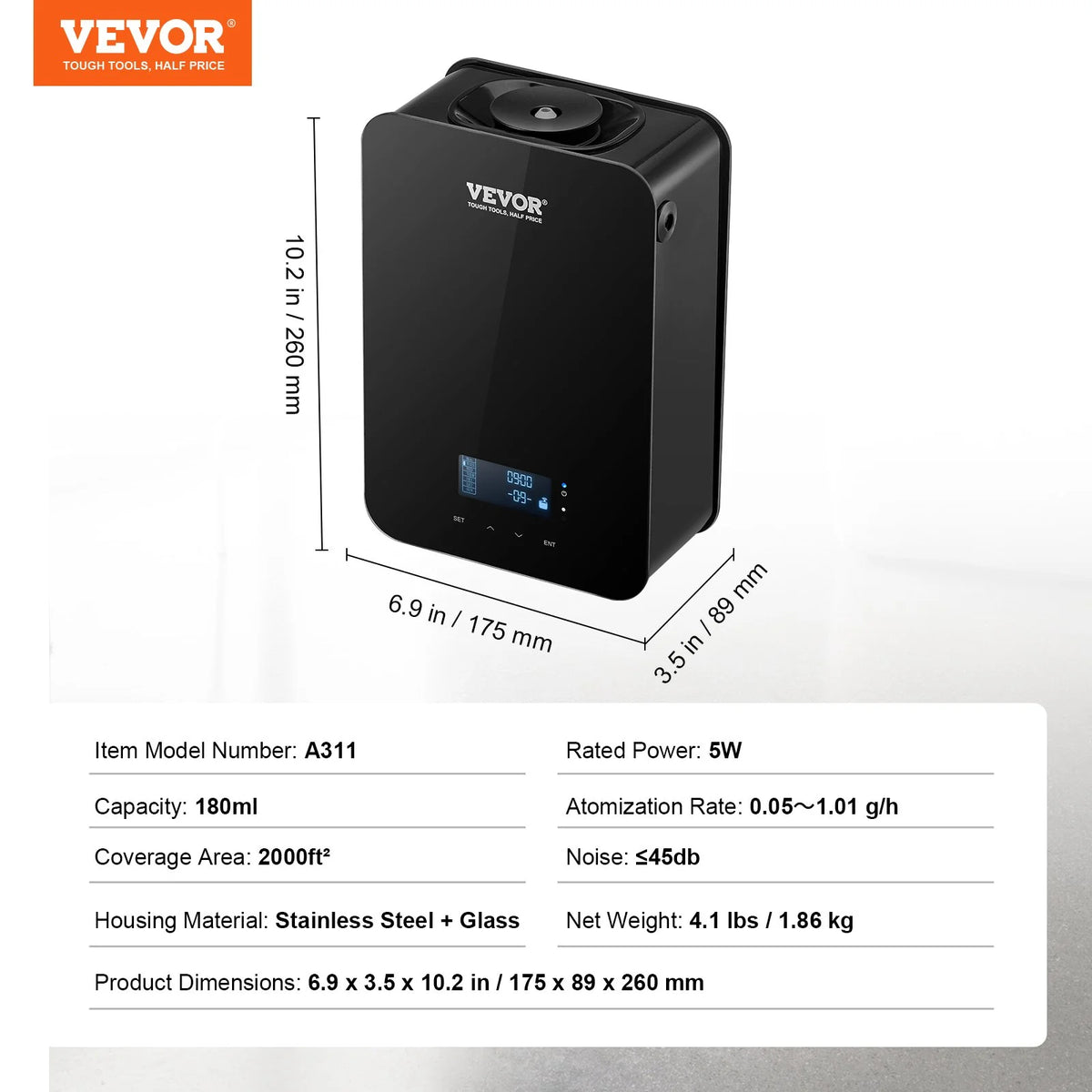 VEVOR Scent Air Machine, 180ml Bluetooth Smart Essential Oil Diffuser, 2000sq.ft Waterless HVAC Scent Diffuser with Cold Air Technology, Aromatherapy Diffuser Machine for Home, Office, Hotel, - View 6