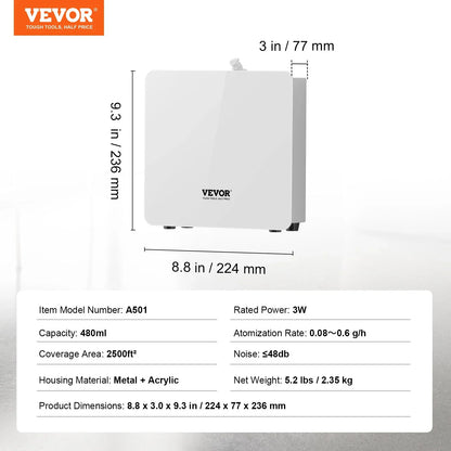 VEVOR Scent Air Machine, 480ml Bluetooth Smart Essential Oil Diffuser, 2500sq.ft Waterless Scent Diffuser with Cold Air Technology, Aromatherapy Diffuser Machine for Home, Office, Hotel, Spa - View 6
