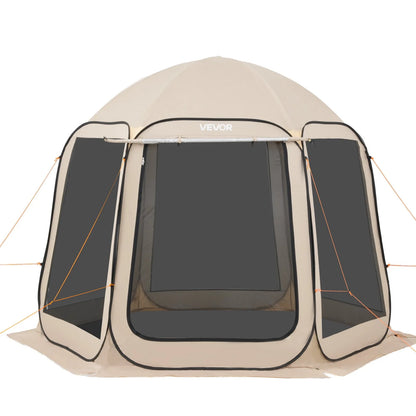 VEVOR Screen House Tent, 10 x 9.2 ft, 4-8 Person Pop Up Screen Tent with Extended Awning, Portable Screened in Canopy with Carry Bag, Netting Sides, for Patio, Backyard, and Outdoor Activities, Beige - View 10