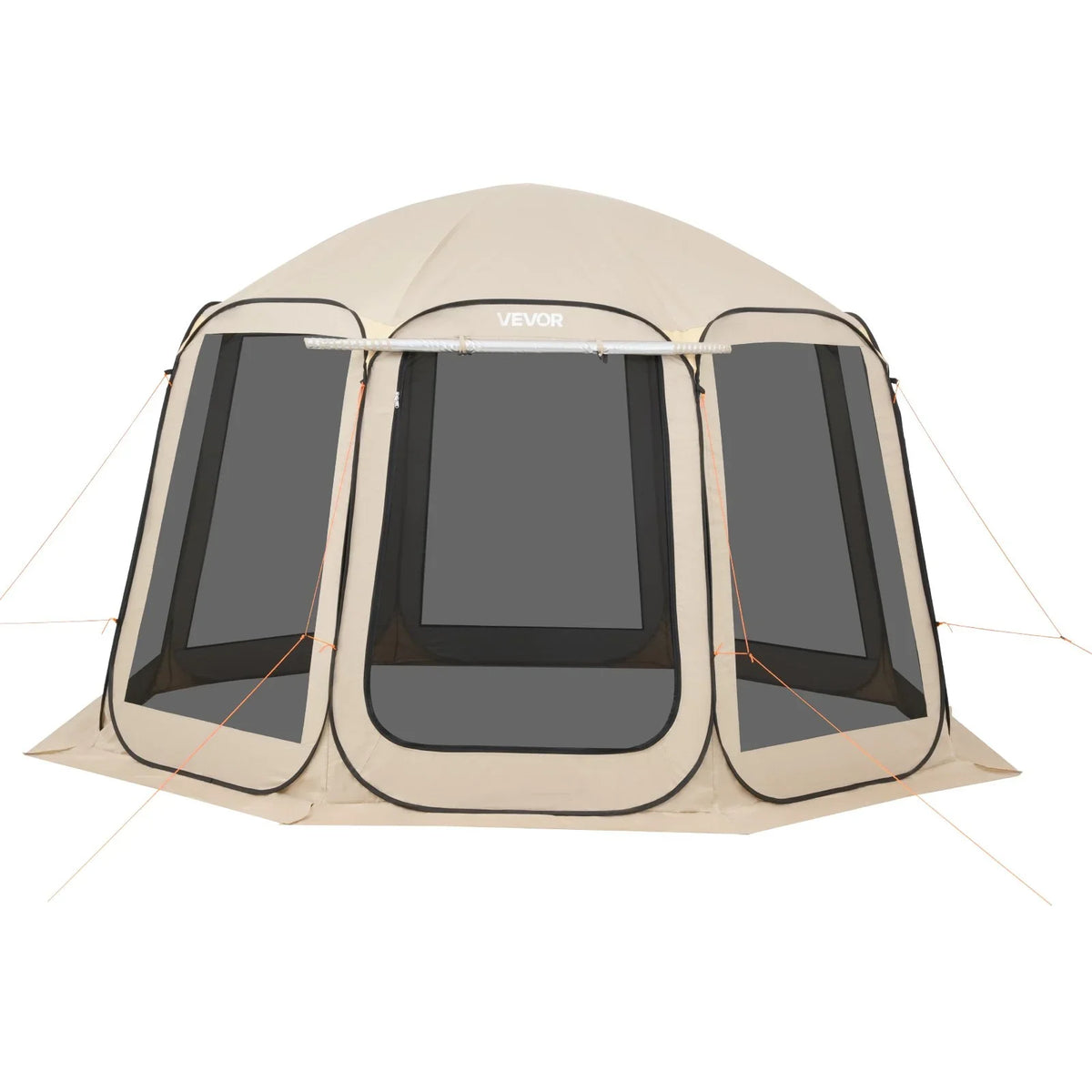 VEVOR Screen House Tent, 12 x 11 ft, 10-12 Person Pop Up Screen Tent with Extended Awning, Portable Screened in Canopy with Carry Bag, Netting Sides, for Patio, Backyard, and Outdoor Activities, Beige - View 8