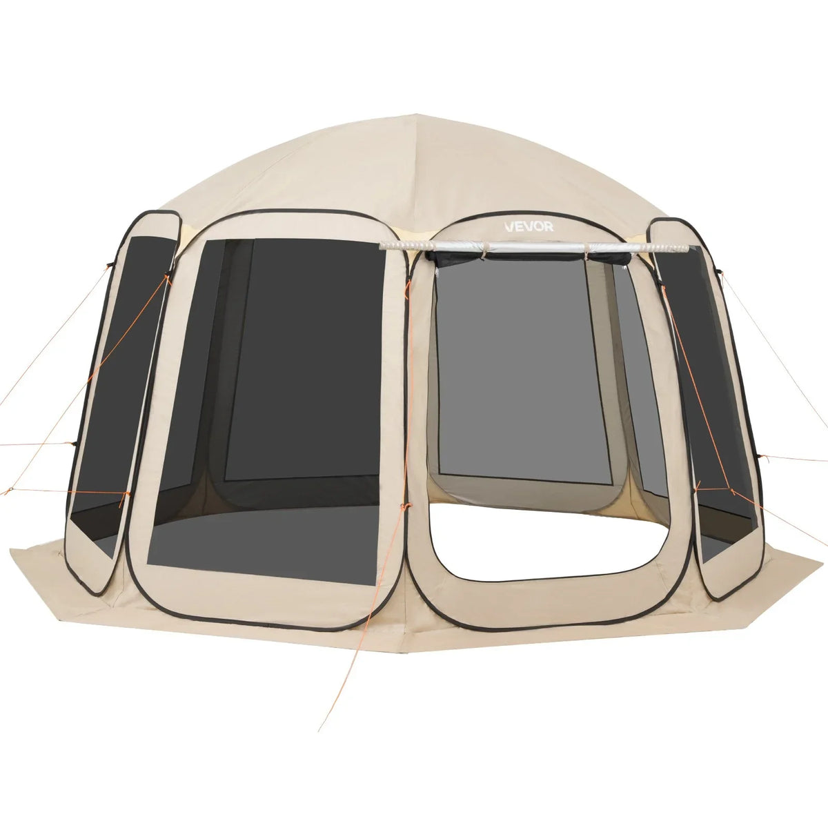 VEVOR Screen House Tent, 12 x 11 ft, 10-12 Person Pop Up Screen Tent with Extended Awning, Portable Screened in Canopy with Carry Bag, Netting Sides, for Patio, Backyard, and Outdoor Activities, Beige - View 9