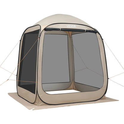 VEVOR Screen House Tent, 6 x 6 ft, 4-6 Person Pop Up Screen Tent, Portable Screened in Canopy with Carry Bag, Netting Sides, Ground Stakes, for Garden, Patio, Backyard, and Outdoor Activities, Beige - View 8