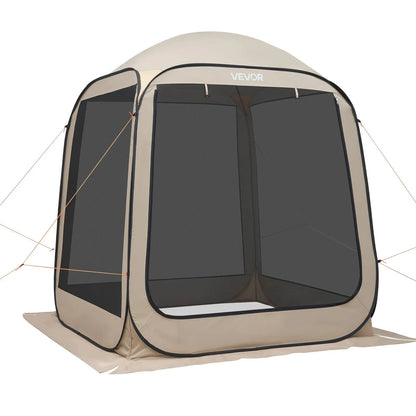 VEVOR Screen House Tent, 6 x 6 ft, 4-6 Person Pop Up Screen Tent, Portable Screened in Canopy with Carry Bag, Netting Sides, Ground Stakes, for Garden, Patio, Backyard, and Outdoor Activities, Beige - View 10