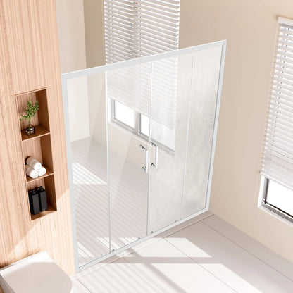 VEVOR Semi-frameless Shower Door, 57.8-59 W x 70 H in, Double Sliding Glass Door with 1/4 in(6mm) Clear Tempered Glass, Waterproof Shatterproof NANO Stainproof with Stainless Steel Hardware, Chrome - View 7