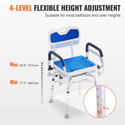 VEVOR Shower Chair 360° Swivel Bathtub Shower Seat with Pivoting Arms 400LBS - View 3
