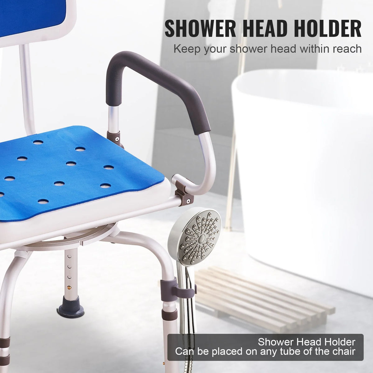 VEVOR Shower Chair 360° Swivel Bathtub Shower Seat with Pivoting Arms 400LBS - View 6