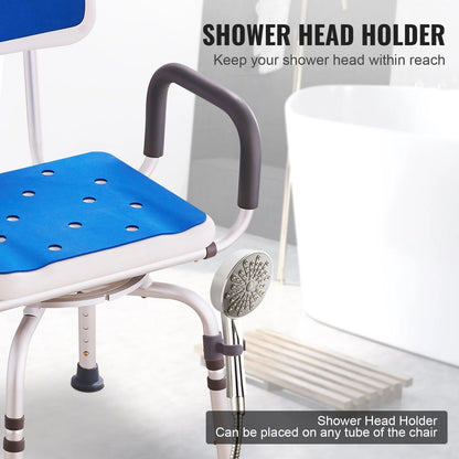 VEVOR Shower Chair 360° Swivel Tub Shower Seat with Armrests & Backrest 400lbs - View 6