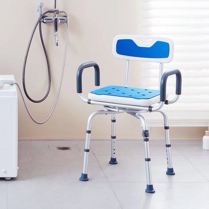 VEVOR Shower Chair 360° Swivel Tub Shower Seat with Armrests & Backrest 400lbs - View 8