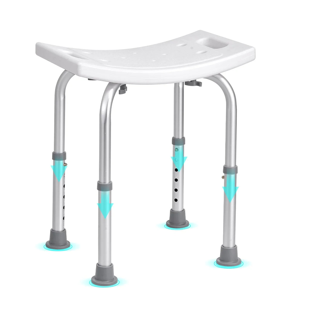 VEVOR Shower Chair, Adjustable Height Shower Stool with Built-in Handles, Shower Seat for Inside Shower or Tub, Non-Slip Bench Bathtub Stool Seat for Elderly Disabled Handicap, 158.8 kg Capacity