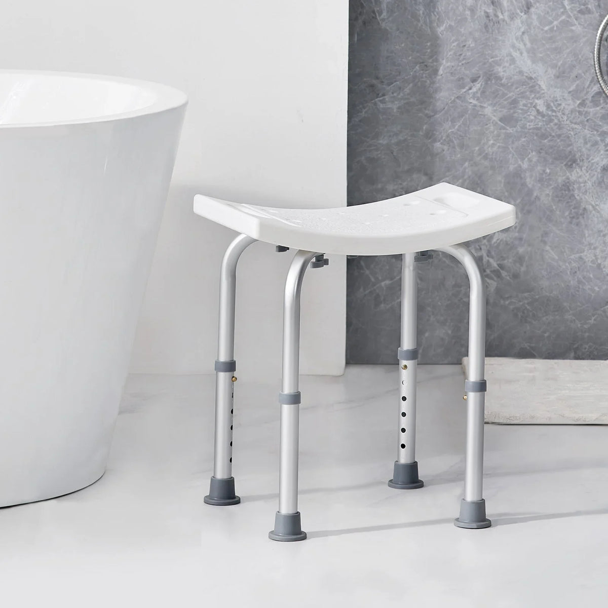VEVOR Shower Chair, Adjustable Height Shower Stool with Built-in Handles, Shower Seat for Inside Shower or Tub, Non-Slip Bench Bathtub Stool Seat for Elderly Disabled Handicap, 158.8 kg Capacity - View 8