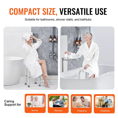 VEVOR Shower Chair for Inside Shower, Adjustable Height Shower Stool, Non-Slip Bench Bathtub Seat Stool for Elderly Disabled Adults Handicap, 300 lbs Capacity - View 2