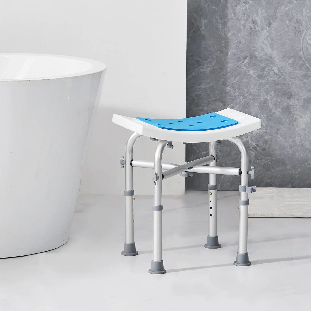 VEVOR Shower Chair for Inside Shower, Adjustable Height Shower Stool with Crossbar Support, Shower Seat for Shower Tub, Non-Slip Bench Bathtub Stool Seat for Elderly Disabled Adults Handicap, 500 lbs - View 8