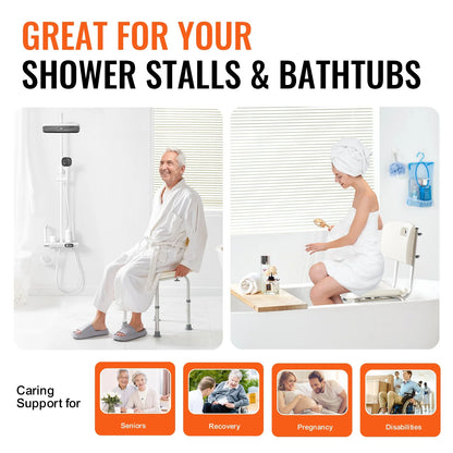 VEVOR Shower Chair, Shower Seat with Back, Adjustable Height Shower Stool, Shower Chair for Inside Shower Bathtub, Non-slip Bathroom Bench Bath Chair for Elderly Disabled Handicap, 350 lbs Capacity - View 5