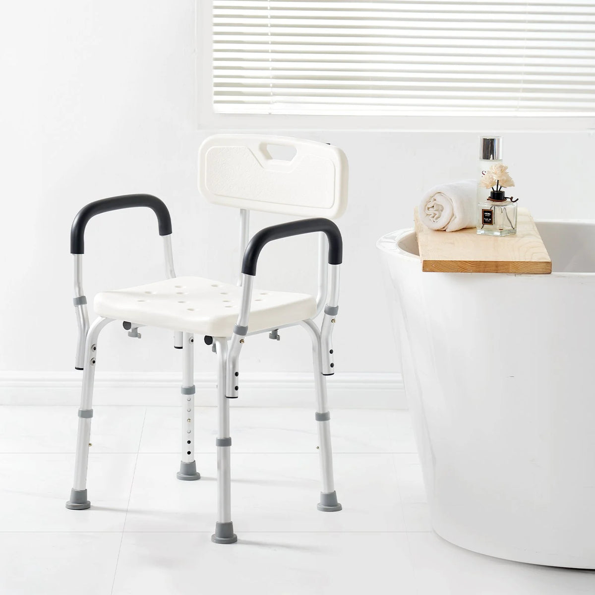 VEVOR Shower Chair, Shower Seat with Back, Adjustable Height Shower Stool, Shower Chair for Inside Shower Bathtub, Non-slip Bathroom Bench Bath Chair for Elderly Disabled Handicap, 350 LBS Capacity - View 7