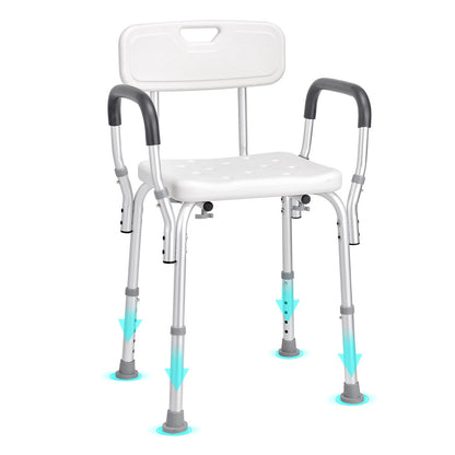 VEVOR Shower Chair, Shower Seat with Back, Adjustable Height Shower Stool, Shower Chair for Inside Shower Bathtub, Non-slip Bathroom Bench Bath Chair for Elderly Disabled Handicap, 350 LBS Capacity - View 8
