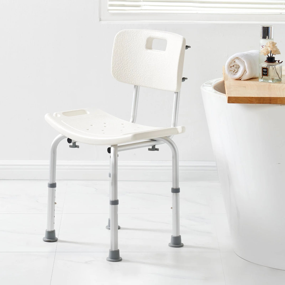VEVOR Shower Chair, Shower Seat with Back, Adjustable Height Shower Stool, Shower Chair for Inside Shower Bathtub, Non-slip Bathroom Bench Bath Chair for Elderly Disabled Handicap, 350 lbs Capacity - View 8