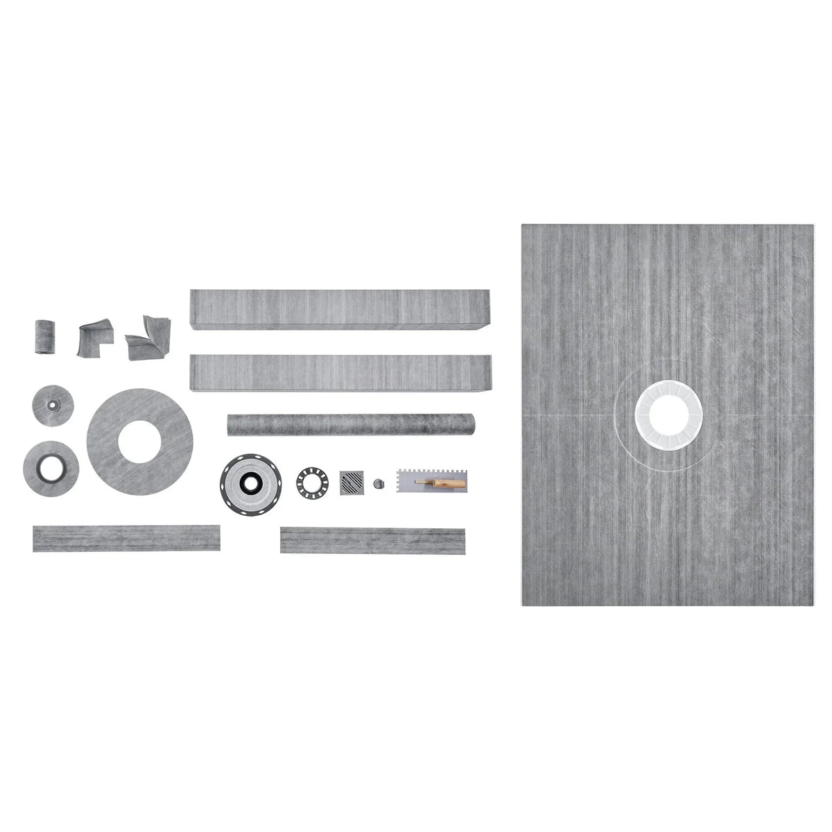 VEVOR Shower Curb Kit, 60"x48" Shower Pan Kit with 2" ABS Central Flange, Waterproof Membrane, Stainless Steel Grate, Shower Pan Slope Sticks Fit for Bathroom - View 10