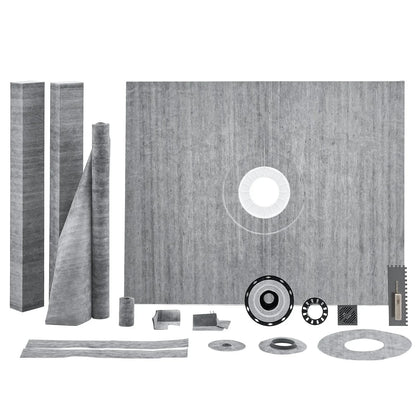 VEVOR Shower Curb Kit, 60"x48" Shower Pan Kit with 2" ABS Central Flange, Waterproof Membrane, Stainless Steel Grate, Shower Pan Slope Sticks Fit for Bathroom - View 7