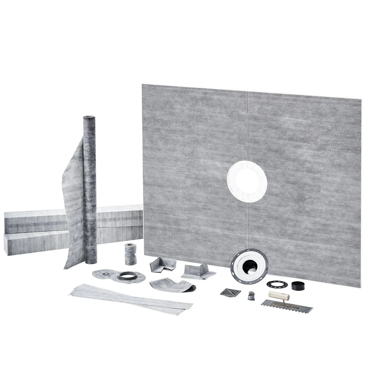 VEVOR Shower Curb Kit, 60"x48" Shower Pan Kit with 2" ABS Central Flange, Waterproof Membrane, Stainless Steel Grate, Shower Pan Slope Sticks Fit for Bathroom - View 8