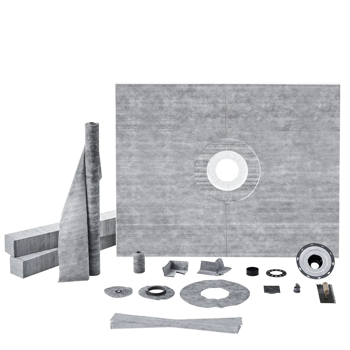 VEVOR Shower Curb Kit, 60"x48" Shower Pan Kit with 2" PVC Central Flange, Waterproof Membrane, Stainless Steel Grate and Joint Sealant, Shower Pan Slope Sticks Fit for Bathroom - View 10