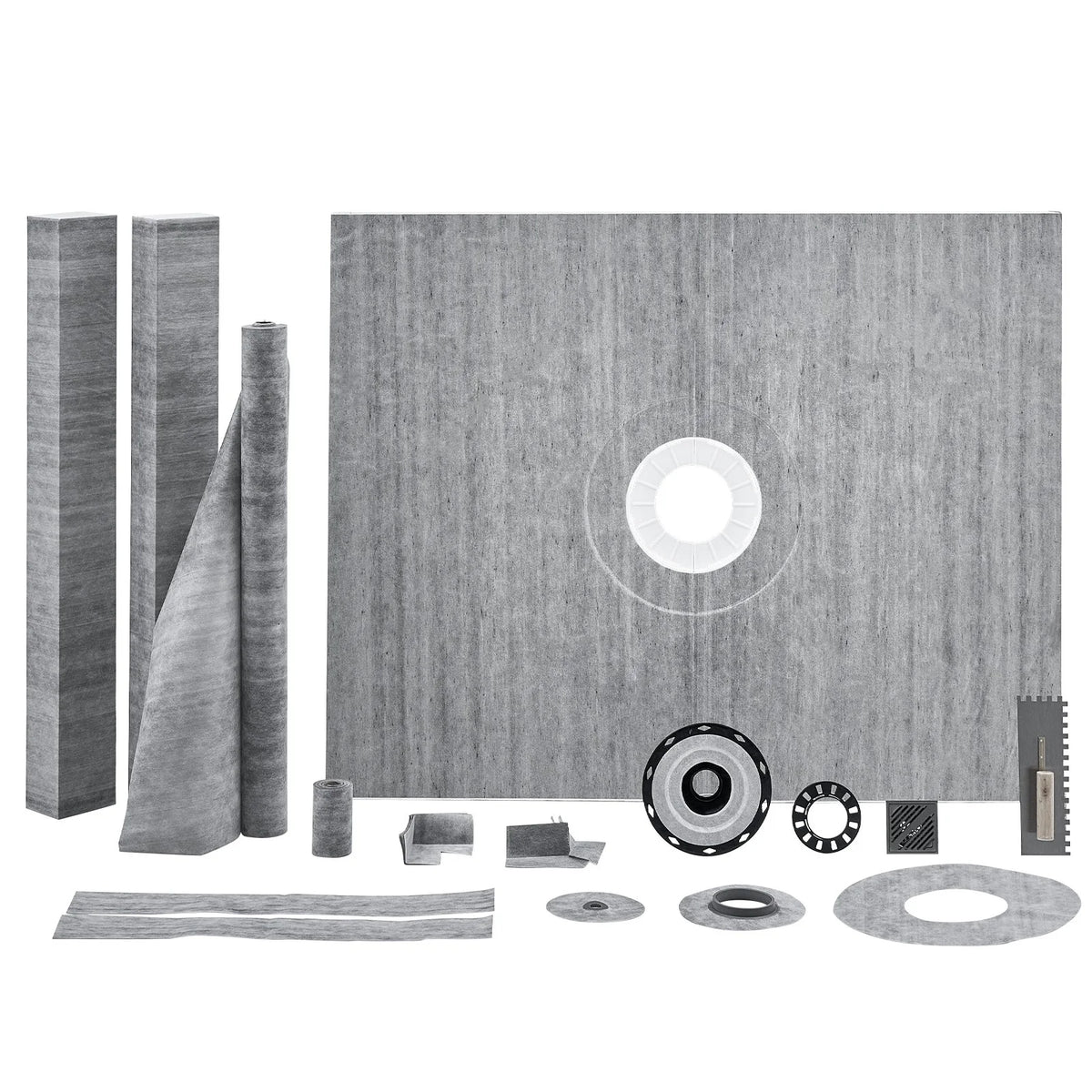 VEVOR Shower Curb Kit, 60"x48" Shower Pan Kit with 2" PVC Central Flange, Waterproof Membrane, Stainless Steel Grate and Joint Sealant, Shower Pan Slope Sticks Fit for Bathroom - View 8