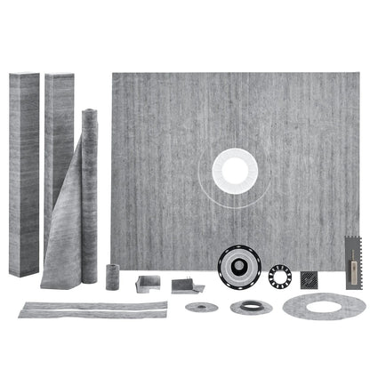 VEVOR Shower Curb Kit, 60"x48" Shower Pan Kit with 2" PVC Central Flange, Waterproof Membrane, Stainless Steel Grate and Joint Sealant, Shower Pan Slope Sticks Fit for Bathroom - View 8